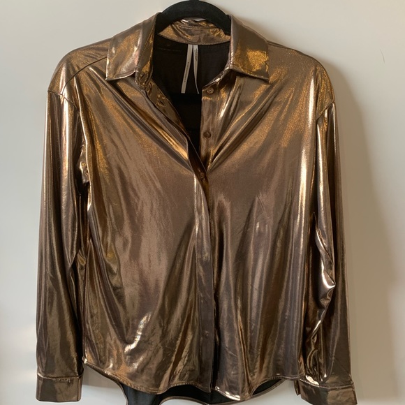 Anthropologie Metallic Blouse copper - Picture 3 of 7